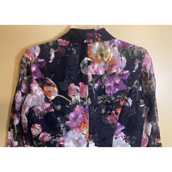 Alex Evenings Floral Print, Sheer 3/4 Length Sleeves, Formal Blazer Size Small - Picture 5 of 7